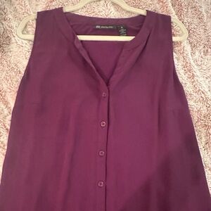 INC International Concepts Rich Purple Button-Down Blouse